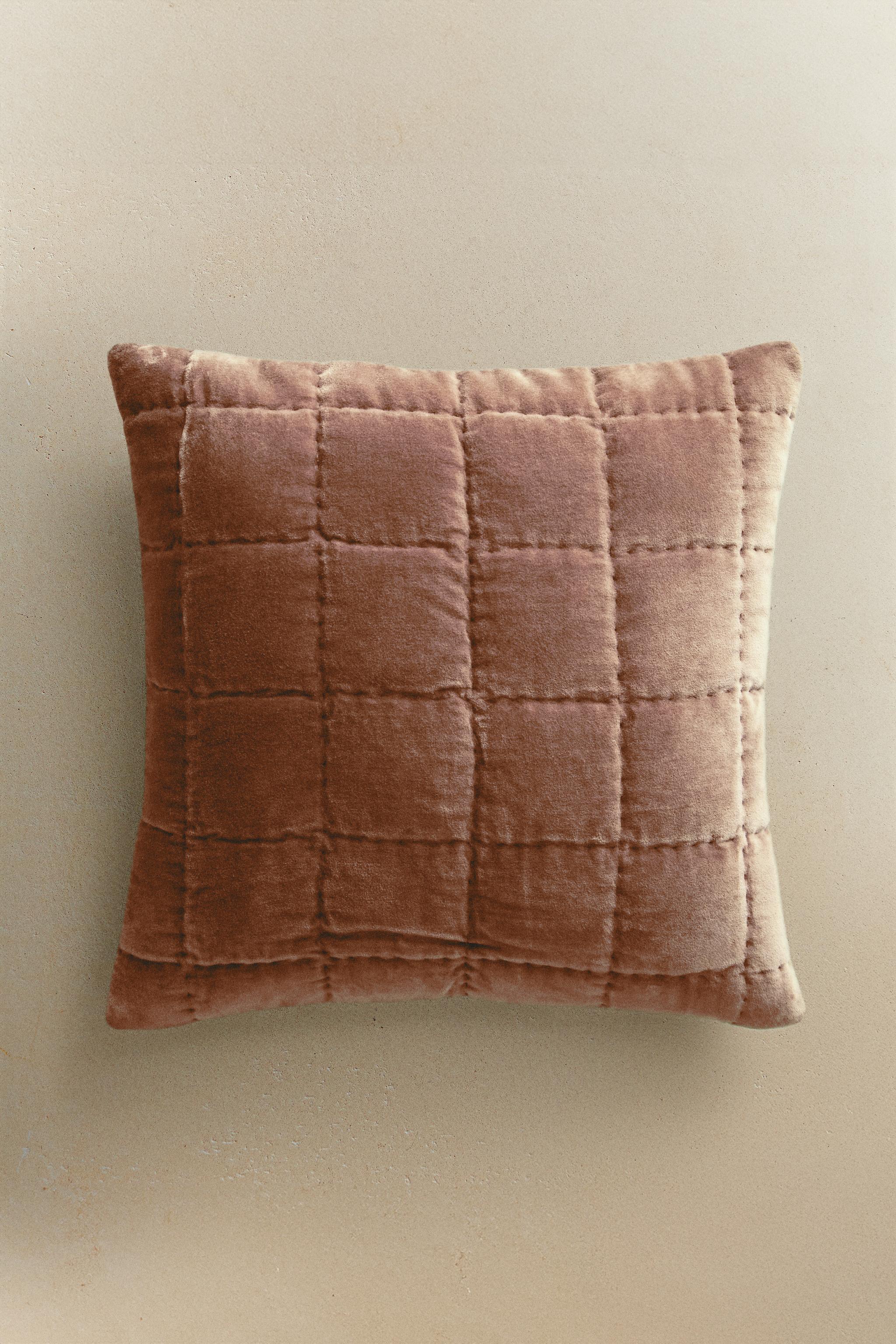 HOUSSE DE COUSSIN D'ÉDREDON EN VELOURS À CARREAUX
